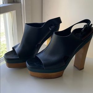 Marni x H&M platform black wooden sandals 39 8
